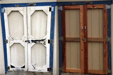 Shed Door Replacement, Before and After